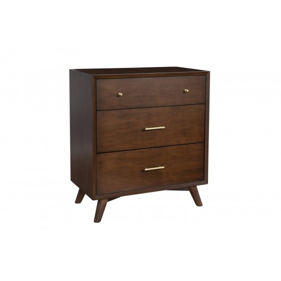 Flynn Mid Century Modern 3 Drawer Small Chest, Walnut