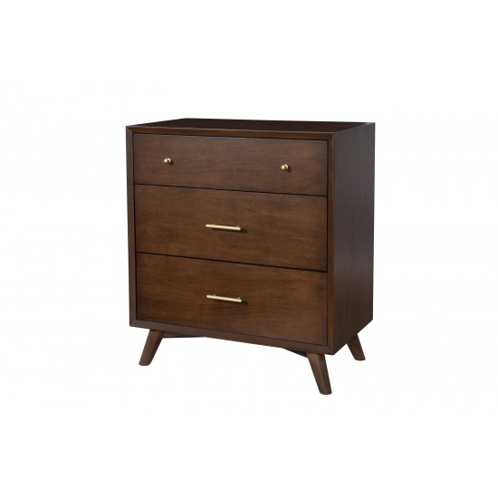 Flynn Mid Century Modern 3 Drawer Small Chest, Walnut