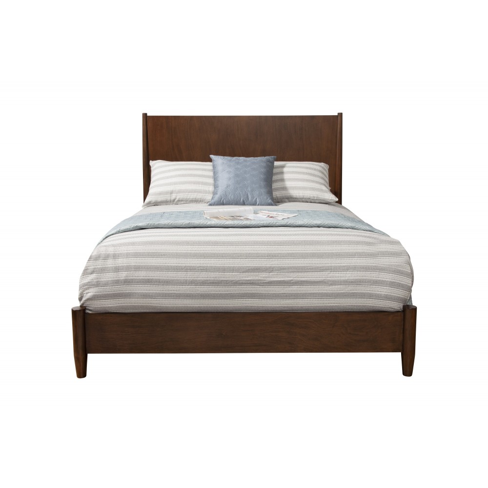 Flynn Mid Century Modern California King Panel Bed, Walnut