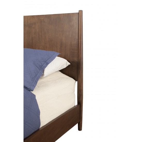 Flynn Mid Century Modern California King Panel Bed, Walnut