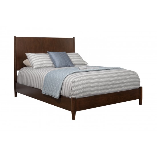 Flynn Mid Century Modern California King Panel Bed, Walnut