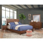 Flynn Mid Century Modern California King Panel Bed, Walnut