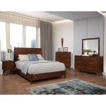 Flynn Mid Century Modern California King Panel Bed, Walnut