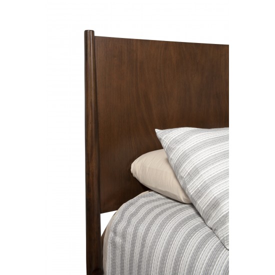 Flynn Mid Century Modern Standard King Panel Bed, Walnut