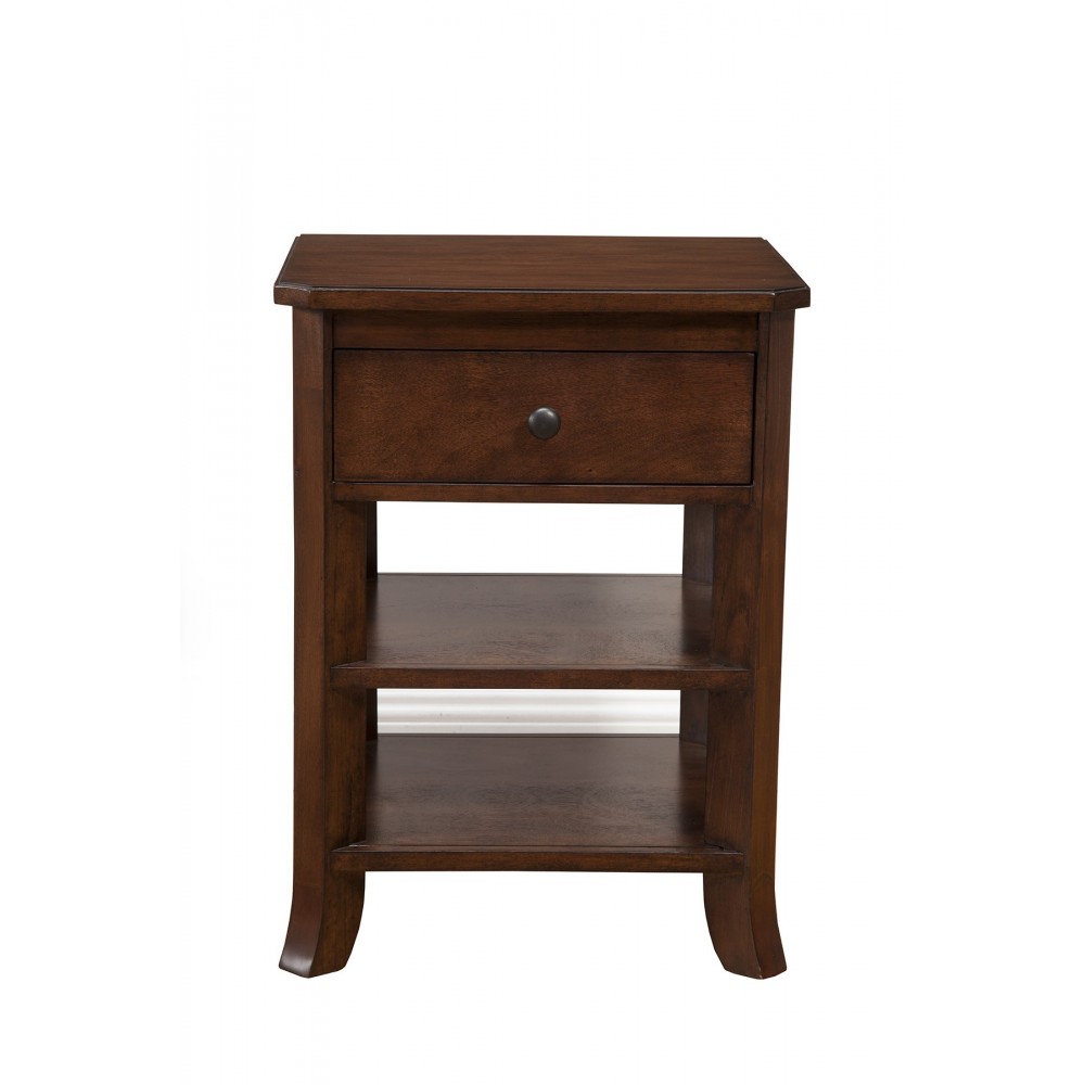 Baker 1 Drawer Nightstand w/2 Shelves, Mahogany