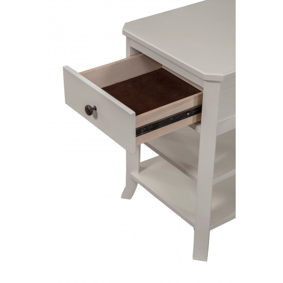 Baker 1 Drawer Nightstand w/2 Shelves, White