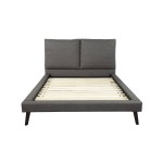 Gabriela Standard King Platform Bed, Grey Upholstery, Black Legs