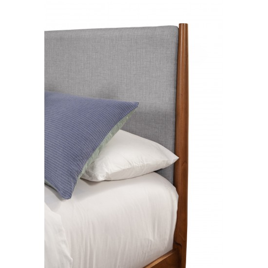 Flynn Mid Century Modern Two Tone Queen Panel Bed, Acorn/Grey