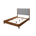 Flynn Mid Century Modern Two Tone Queen Panel Bed, Acorn/Grey