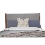 Flynn Mid Century Modern Two Tone Queen Panel Bed, Acorn/Grey
