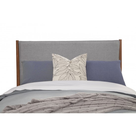 Flynn Mid Century Modern Two Tone Queen Panel Bed, Acorn/Grey
