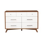 Flynn 7 Drawer Two Tone Dresser, Acorn/White