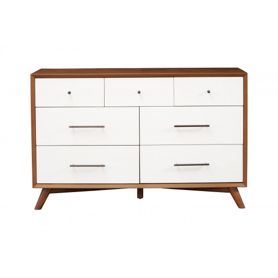 Flynn 7 Drawer Two Tone Dresser, Acorn/White