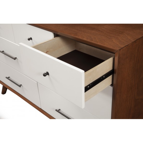 Flynn 7 Drawer Two Tone Dresser, Acorn/White