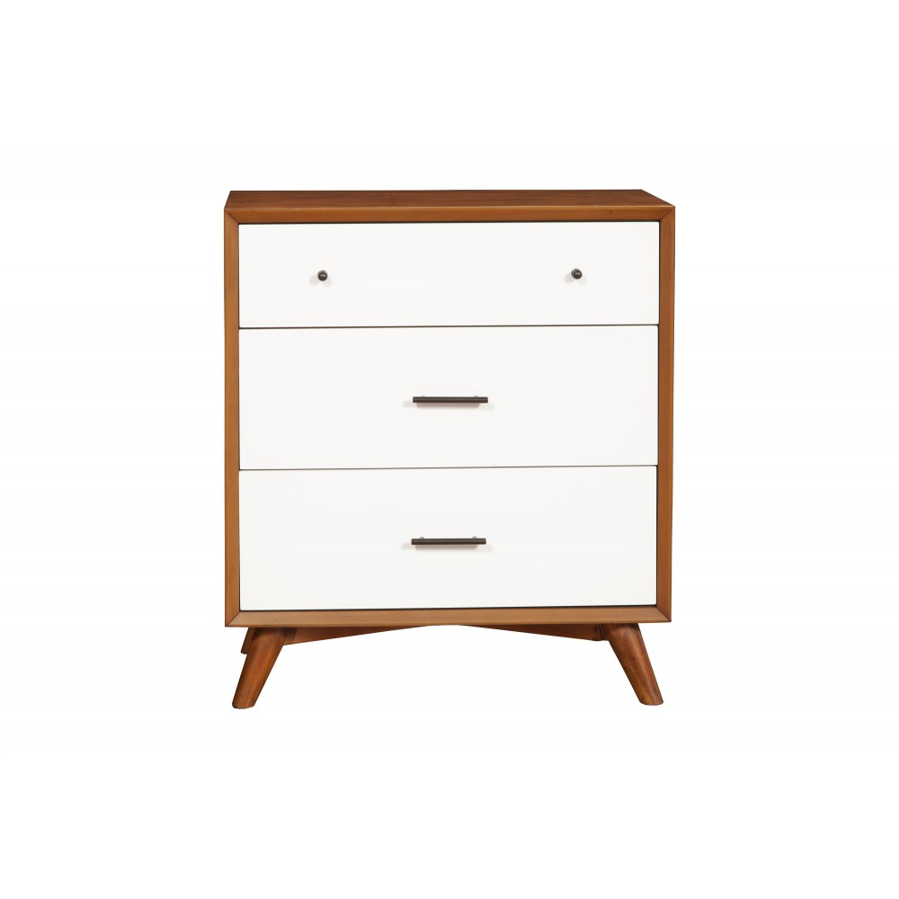 Flynn 3 Drawer Two Tone Small Chest, Acorn/White