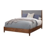 Flynn Mid Century Modern Two Tone California King Panel Bed, Acorn/Grey