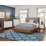 Flynn Mid Century Modern Two Tone California King Panel Bed, Acorn/Grey