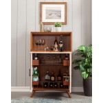 Flynn Large Bar Cabinet w/Drop Down Tray, Acorn/White