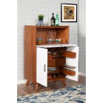 Flynn Large Bar Cabinet w/Drop Down Tray, Acorn/White