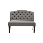 Swan Upholstered Bench w/Back, Grey