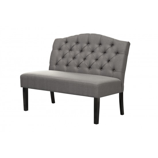 Swan Upholstered Bench w/Back, Grey