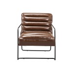 Charles Brown Leather Accent Chair w/Metal Frame, Brown/Black