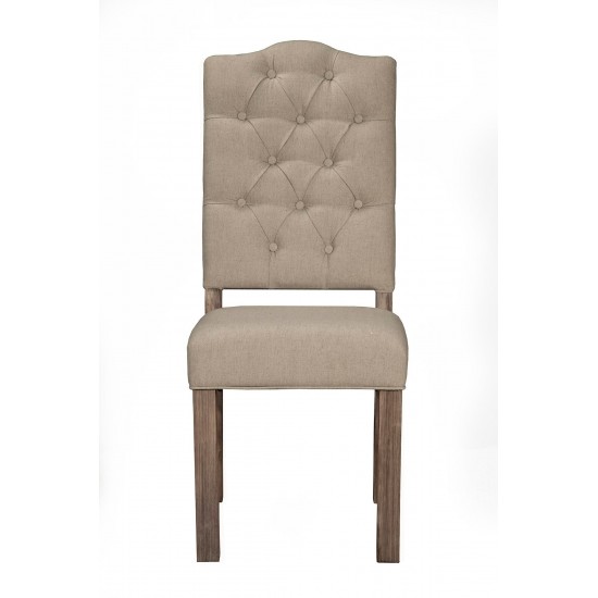 Fiji Set of 2 Tufted Upholstered Chairs, Weathered Grey