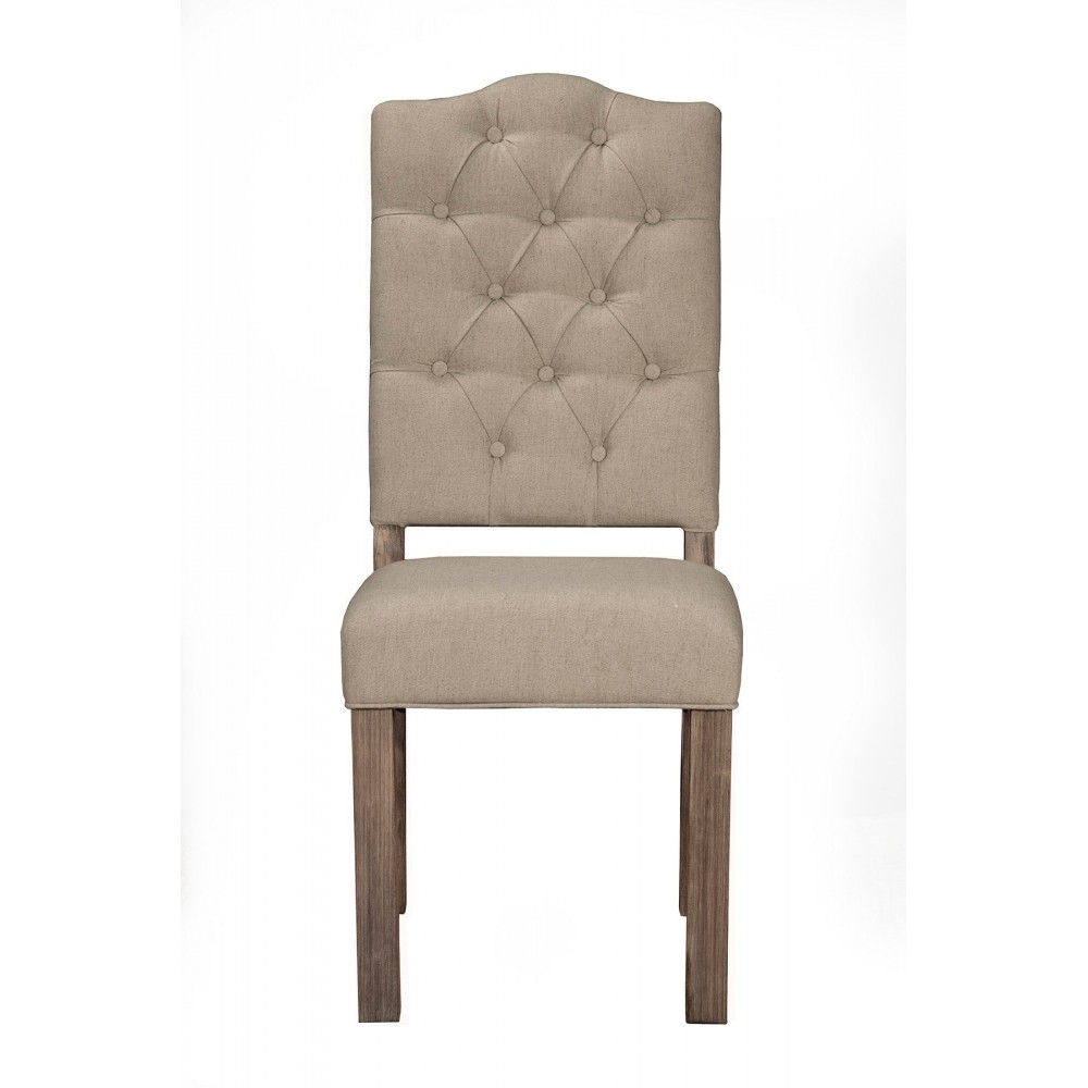 Fiji Set of 2 Tufted Upholstered Chairs, Weathered Grey