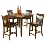 Capitola Faux Marble 5 Piece Pub Set, Espresso