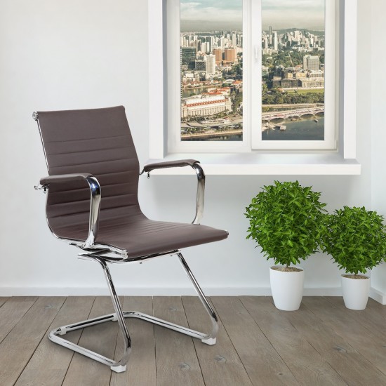 Techni Mobili Modern Visitor Office Chair, Chocolate