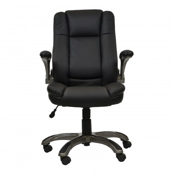 Techni Mobili Medium Back Executive Office Chair with Flip-up Arms, Black