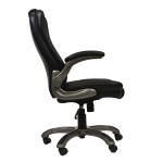 Techni Mobili Medium Back Executive Office Chair with Flip-up Arms, Black