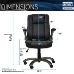 Techni Mobili Medium Back Executive Office Chair with Flip-up Arms, Black