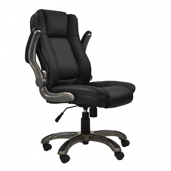 Techni Mobili Medium Back Executive Office Chair with Flip-up Arms, Black