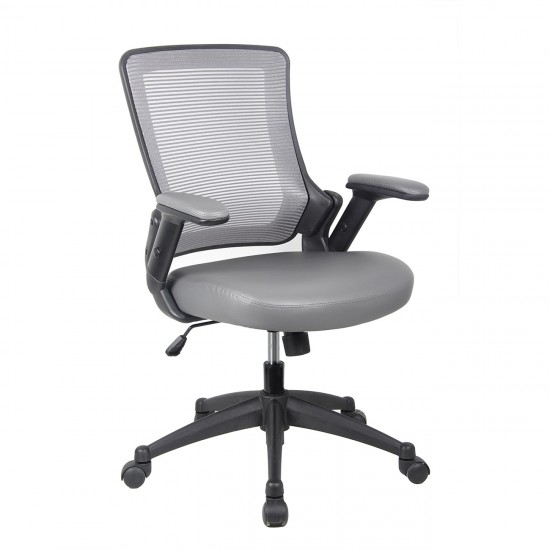 Techni Mobili Mid-Back Mesh Task Office Chair with Height Adjustable Arms, Grey