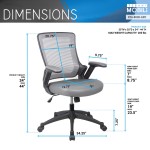 Techni Mobili Mid-Back Mesh Task Office Chair with Height Adjustable Arms, Grey