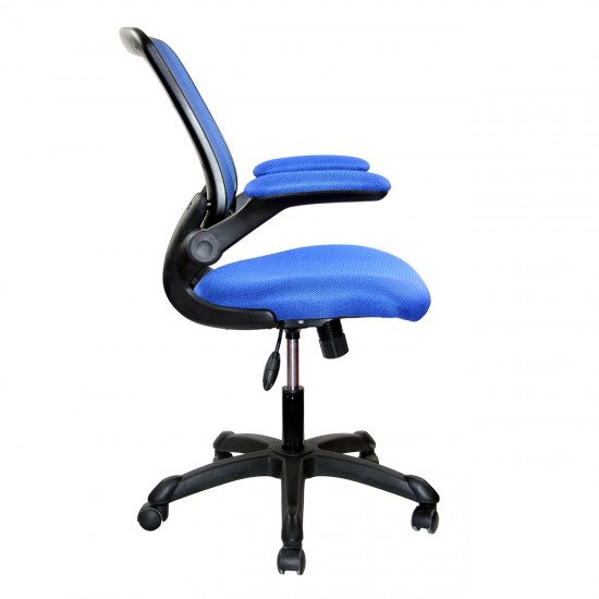 Techni Mobili Mesh Task Office Chair with Flip Up Arms, Blue