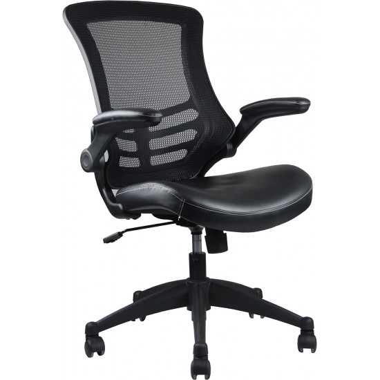 Techni Mobili Stylish Mid-Back Mesh Office Chair with Adjustable Arms, Black