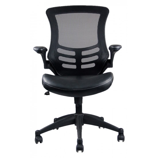 Techni Mobili Stylish Mid-Back Mesh Office Chair with Adjustable Arms, Black