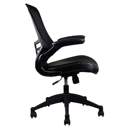 Techni Mobili Stylish Mid-Back Mesh Office Chair with Adjustable Arms, Black