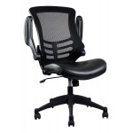 Techni Mobili Stylish Mid-Back Mesh Office Chair with Adjustable Arms, Black