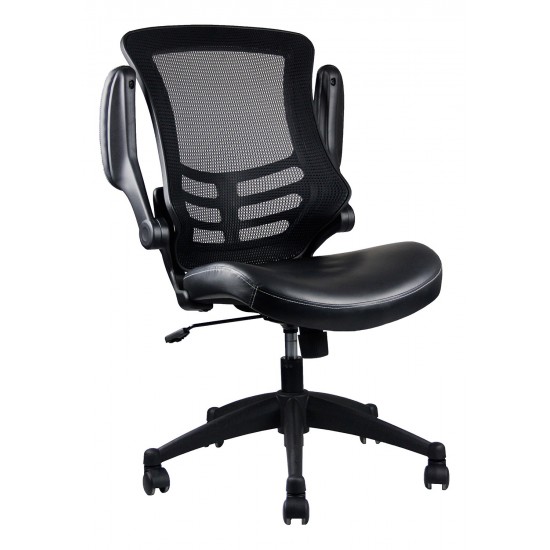 Techni Mobili Stylish Mid-Back Mesh Office Chair with Adjustable Arms, Black