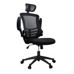 Techni Mobili Modern High-Back Mesh Executive Office Chair with Headrest and Flip-Up Arms, Black