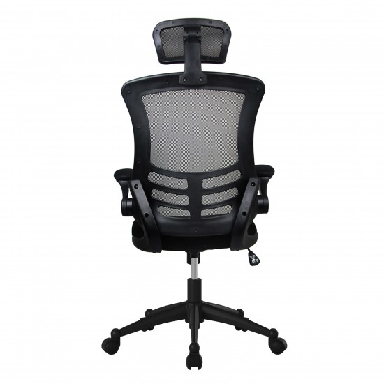 Techni Mobili Modern High-Back Mesh Executive Office Chair with Headrest and Flip-Up Arms, Black