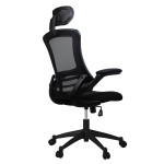 Techni Mobili Modern High-Back Mesh Executive Office Chair with Headrest and Flip-Up Arms, Black