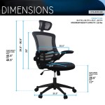 Techni Mobili Modern High-Back Mesh Executive Office Chair with Headrest and Flip-Up Arms, Black