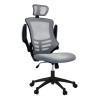 Techni Mobili Modern High-Back Mesh Executive Office Chair with Headrest and Flip-Up Arms, Silver Grey