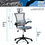 Techni Mobili Modern High-Back Mesh Executive Office Chair with Headrest and Flip-Up Arms, Silver Grey