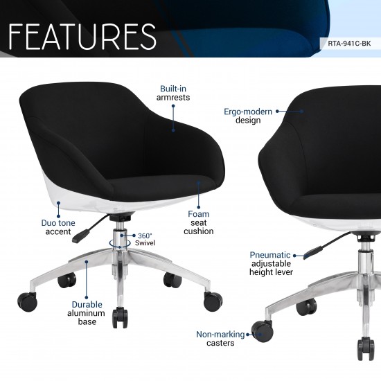 Techni Mobili Home Office Upholstered Task Chair, Black