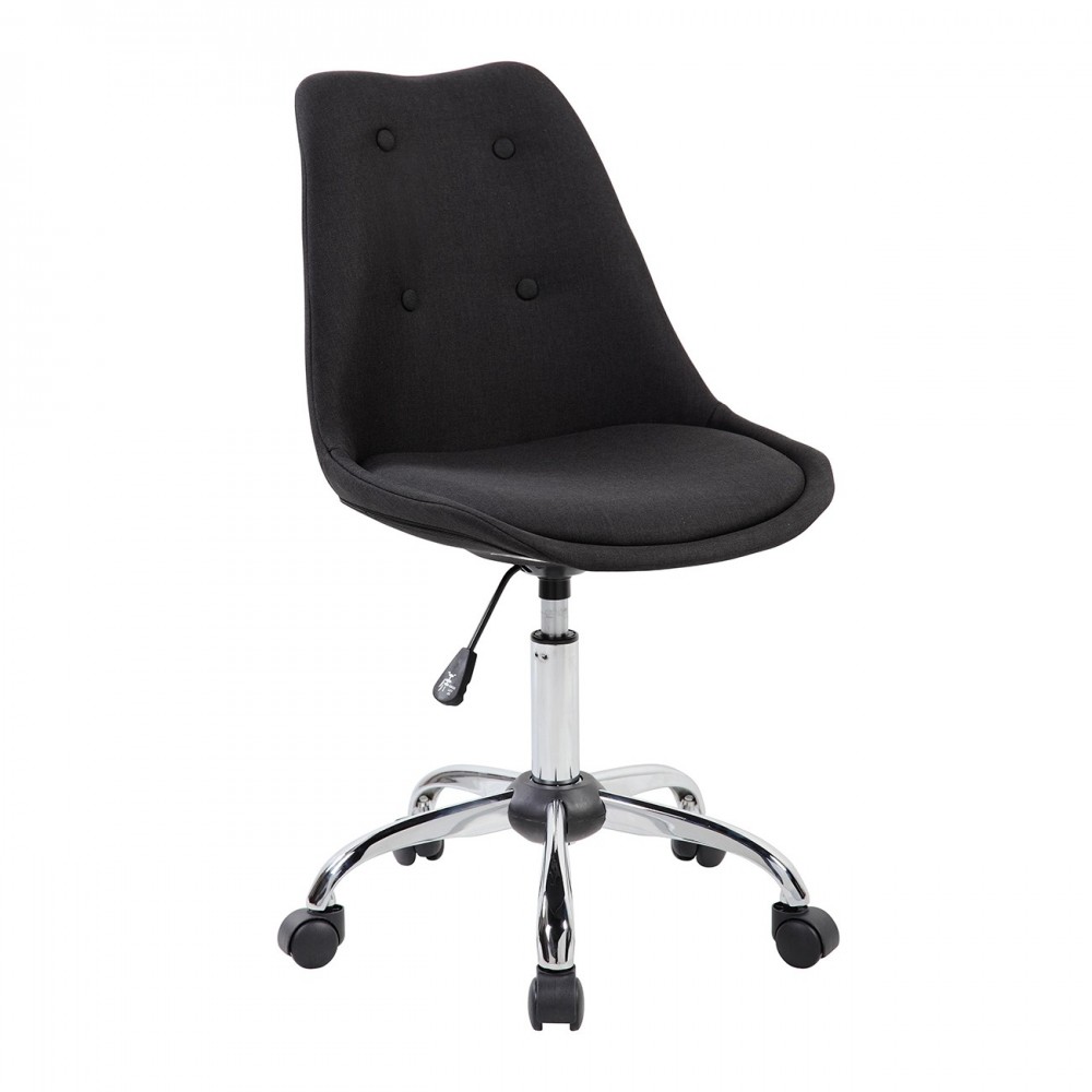 Techni Mobili Armless Task Chair with Buttons, Black